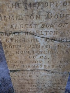The gravestone of a Confederate soldier