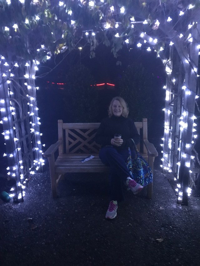 Gretchen, looking especially lovely at the Asheville Botanical Gardens, Christmas 2017