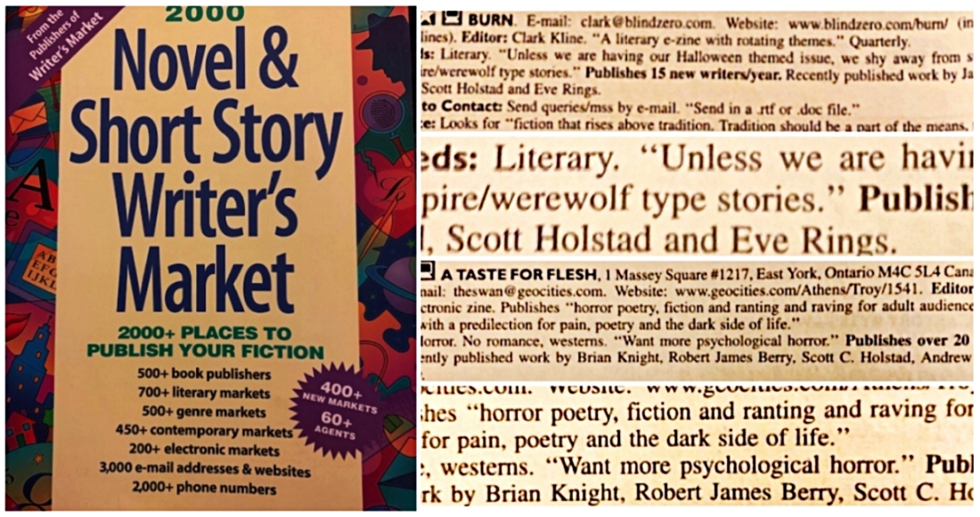 Several magazines list Scott C. Holstad as one of their prominent writers in the 2000 Novel & Short Story Writer's Market.