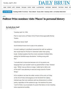 Pulitzer Nominee Visits PLACES in Personal History