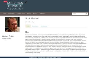 Scott Holstad American Historical Association (AHA) Bio
