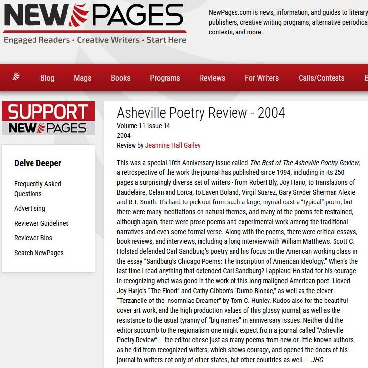 NewPages review of The Best of the Asheville Poetry Review (2004)