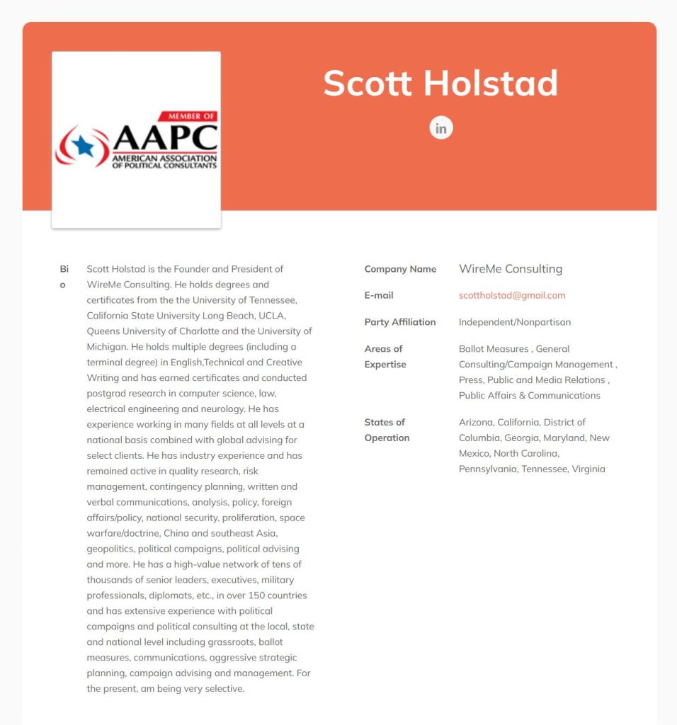 My AAPC (American Association of Political Consultants) Member Profile, 2022